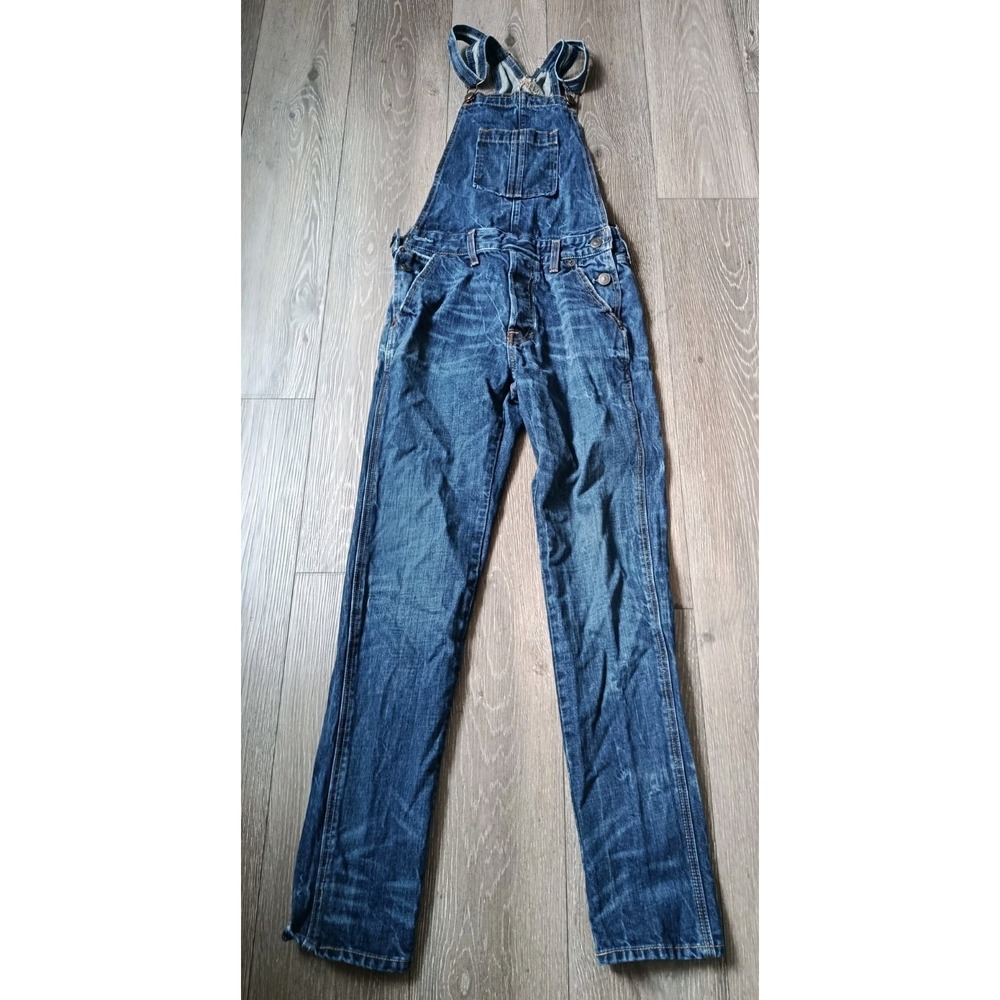 Abercombie And Fitch Denim Overall Womens Size Xs Blue Straight Boho Faded